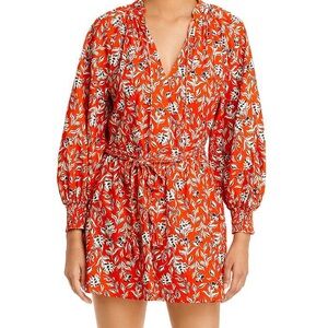 Alice + Olivia || Lilian floral belted linen blend mini dress